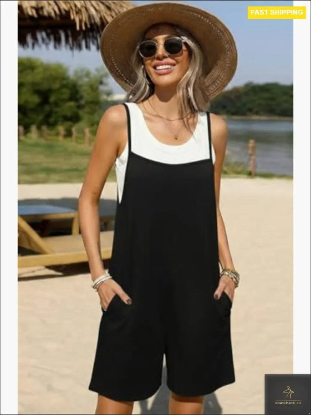 Floral Boho Romper Sleeveless Summer Jumpsuit With Pockets Casual Chic_2